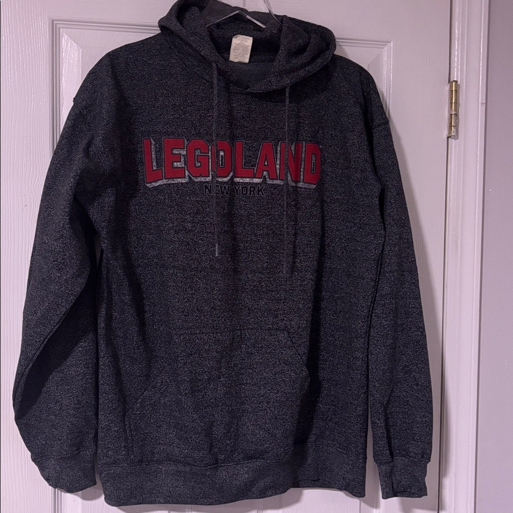 LEGOLAND.. NY Dark Gray Hoodie w Red Text… Worn Once. Sz Medium